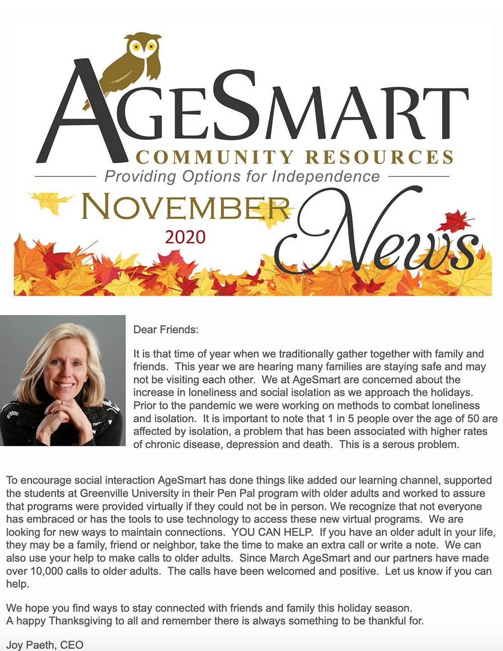 November 2020 Newsletter