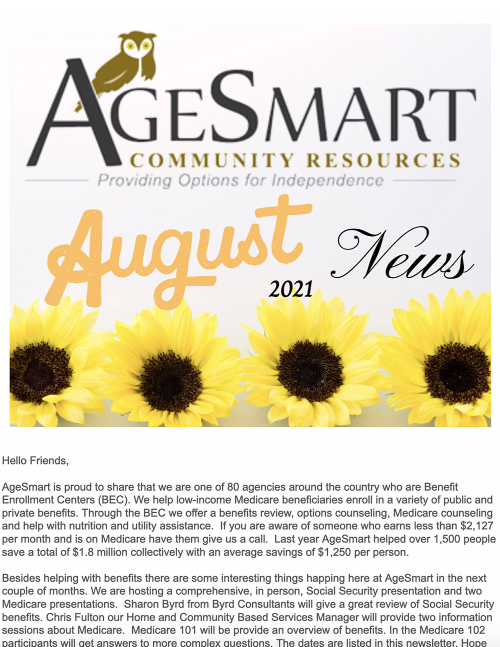 August 2021 Newsletter